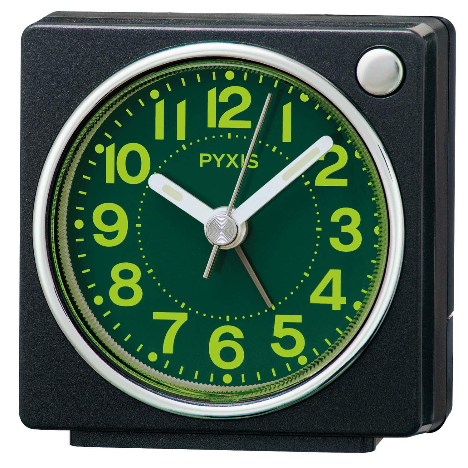 Seiko Clock Alarm Clock Table Clock Analog Light-Gathering Resin Dial Black Metallic 65×64×38mm PYXIS NR450K