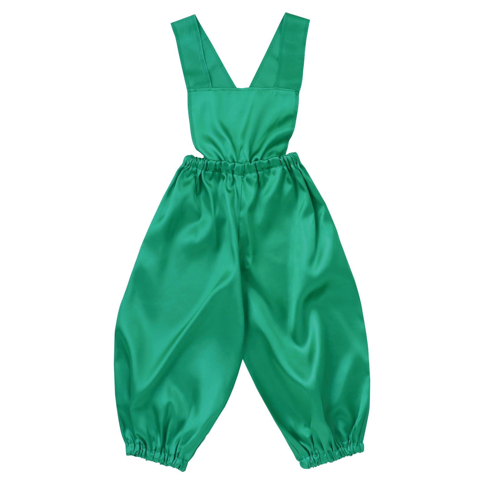 Soft Satin Salopette Pants Green C