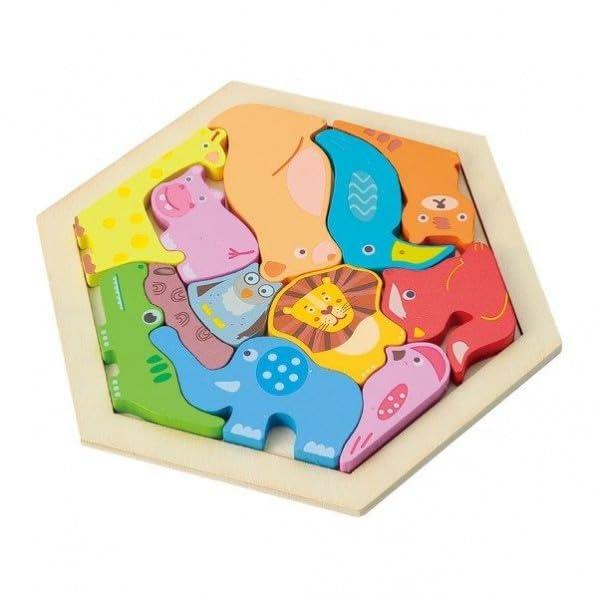 Wooden Hexagonal Puzzle: Animals