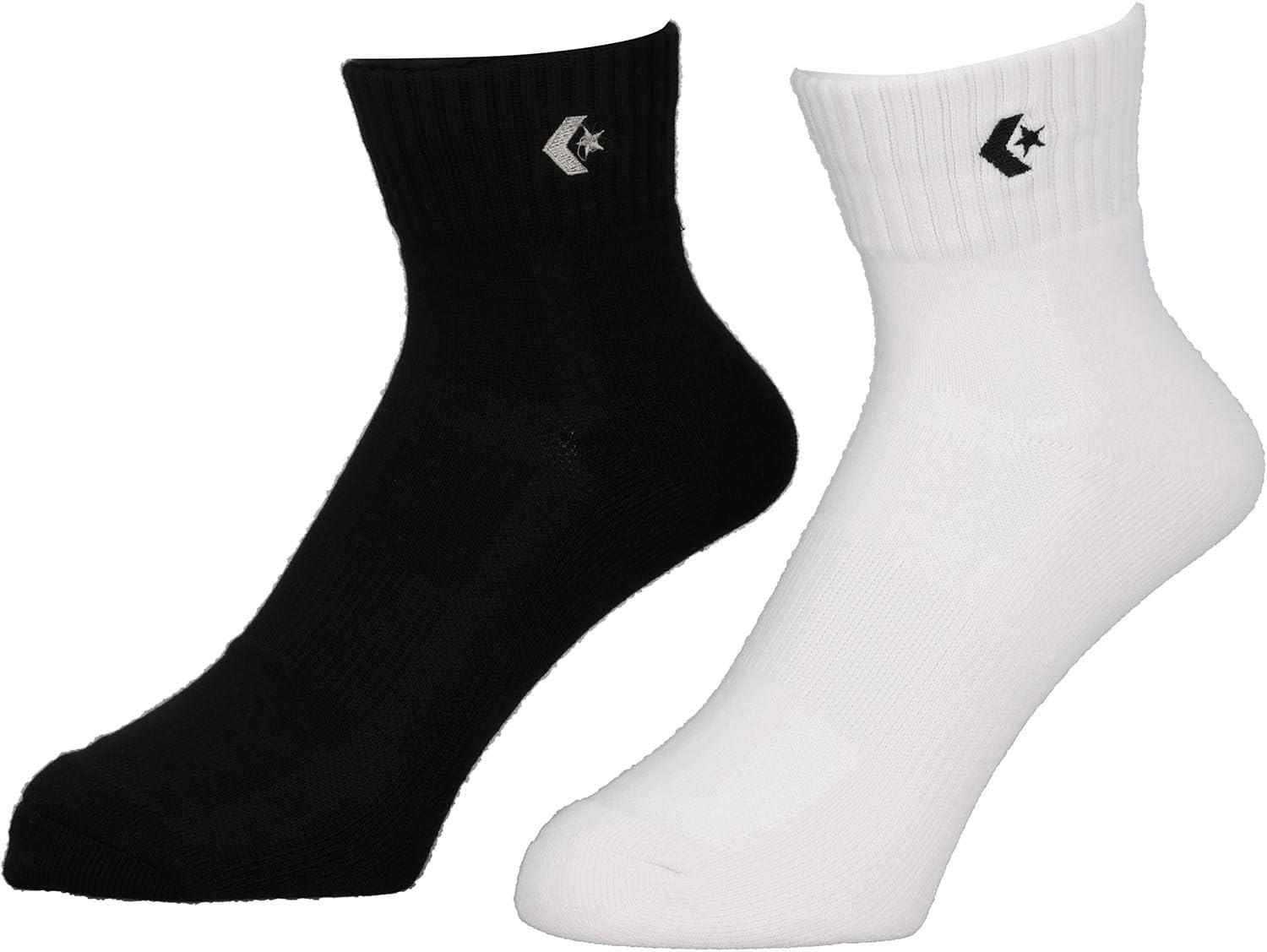 [Converse] Basketball Socks for Games/Practice 2-Pair Set New Ankle Socks Black/White 25.0-27.0 cm