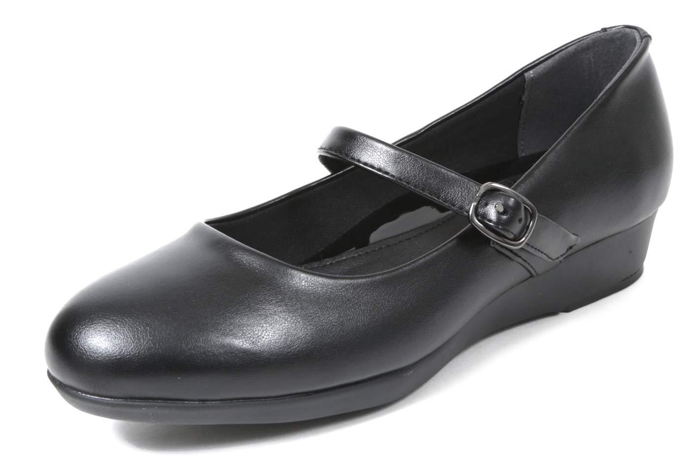 [Lady Worker] Pumps ASICS Trading Wedge Sole Pumps Wide Width 3E Equivalent 3cm Heel LO-17560 Women's Black 23.5 cm 3E