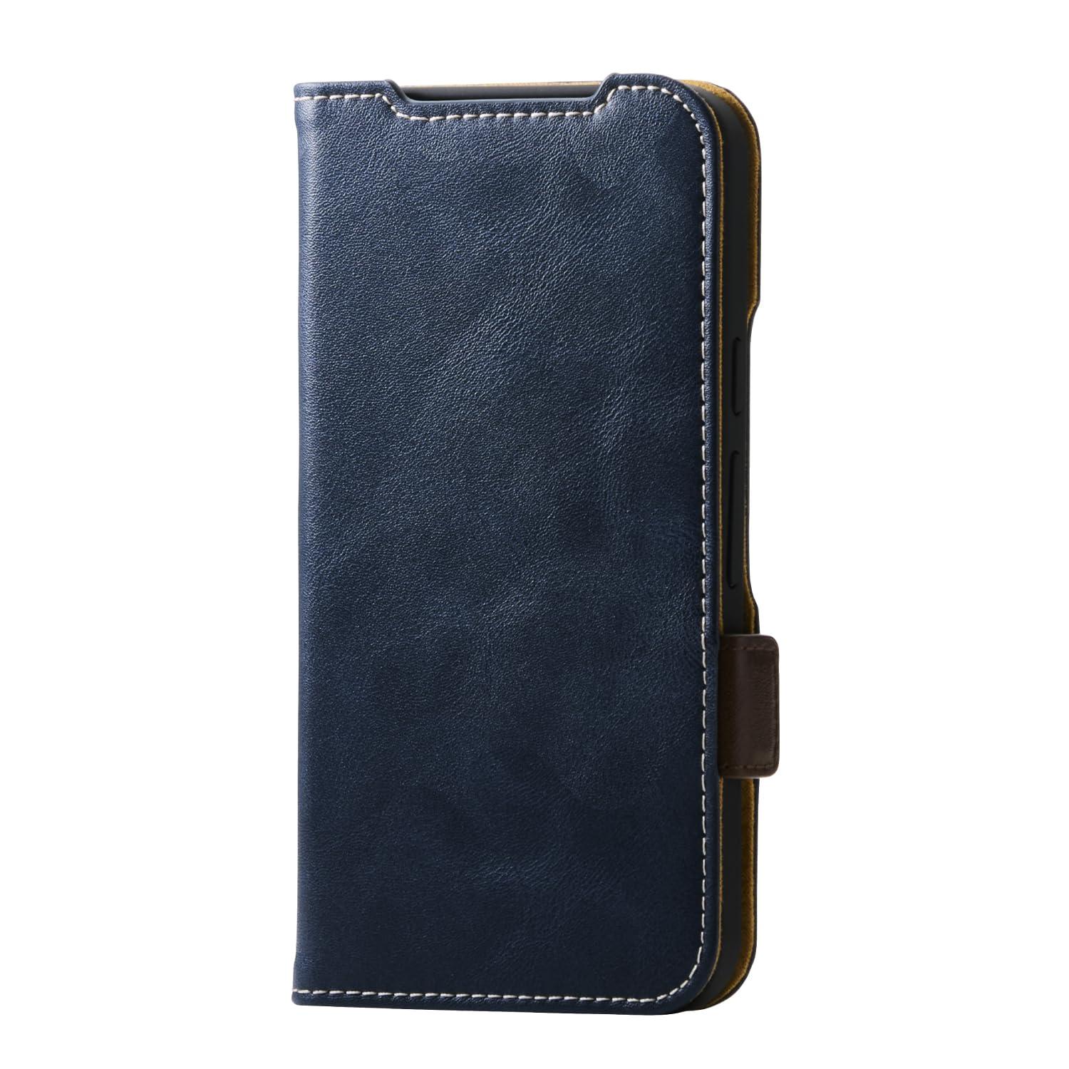 ELECOM Google Pixel 9a Soft Leather Case with Magnet Shock-Resistant Stitching Navy PM-P251PLFYNV