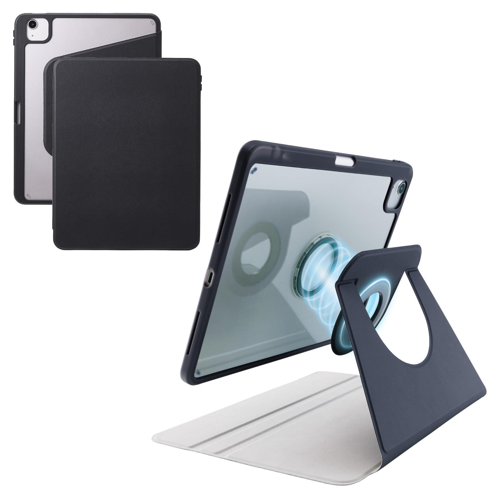 ELECOM 11-inch iPad Air (M3/M2) Flip Case 360-Degree Rotation Clear Back 2-Angle Stand Sleep Mode Black TB-A25MMG360BK