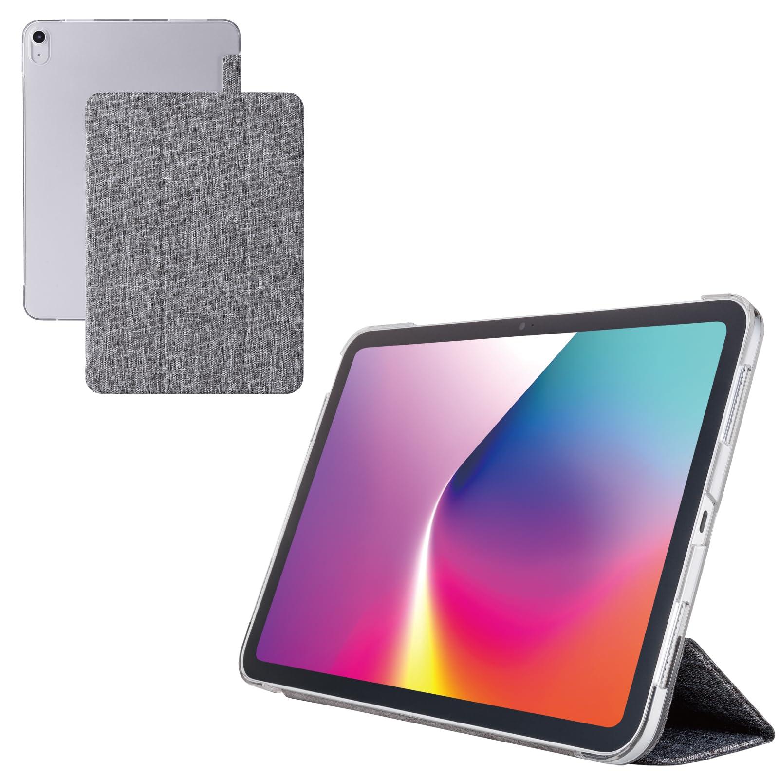 ELECOM 11-inch iPad Air (M3/M2) Flap Case Slim Lightweight Fabric Clear Back Gray TB-A25MWVCGY