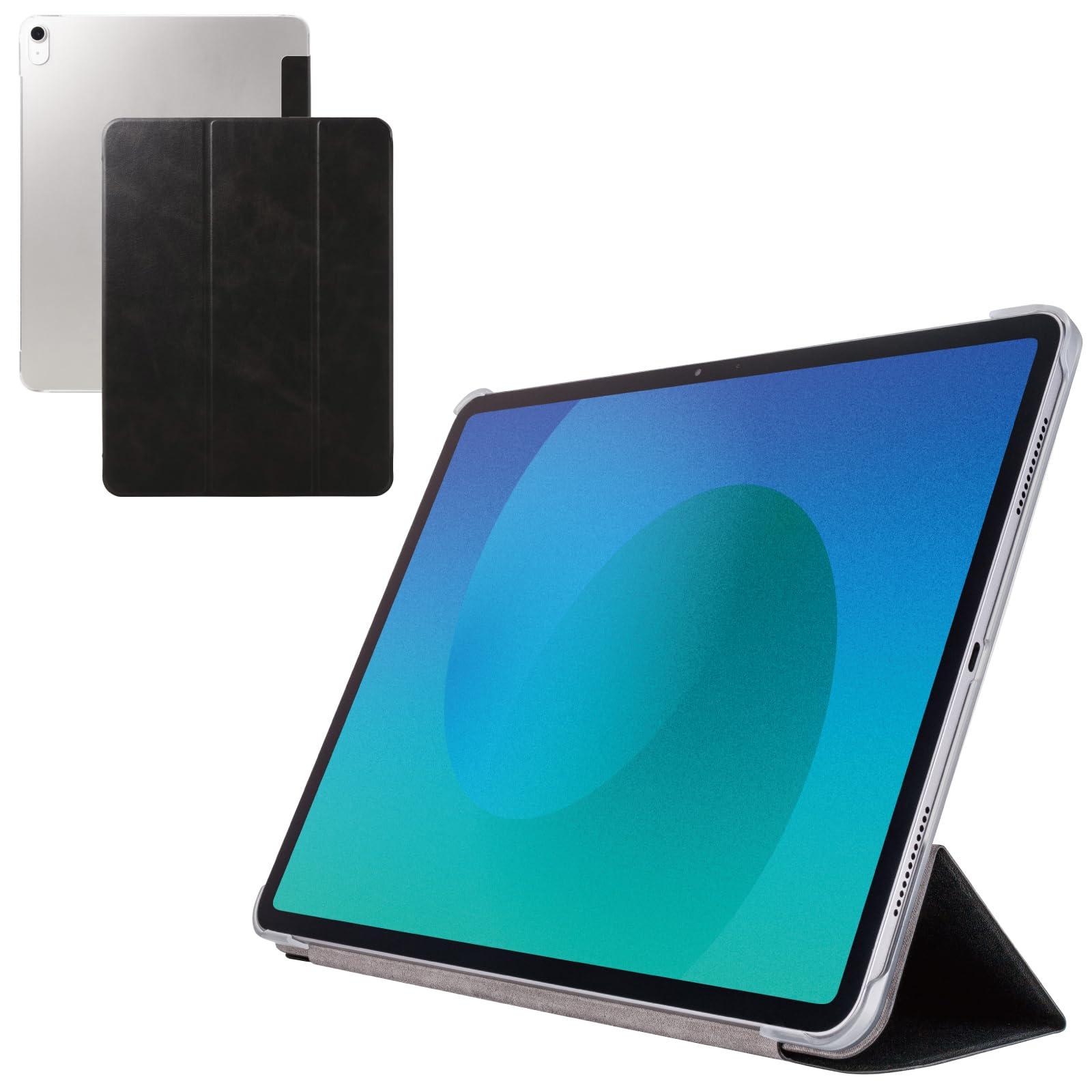 ELECOM 13-inch iPad Air (M3/M2) Flap Case Slim & Lightweight Clear Back Cover 2 Angles Black TB-A25XWVBK