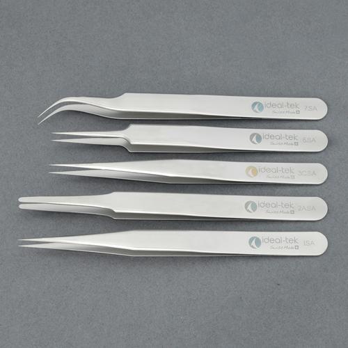 5-Piece Set of Ultra-Precision Tweezers (Stainless Steel)