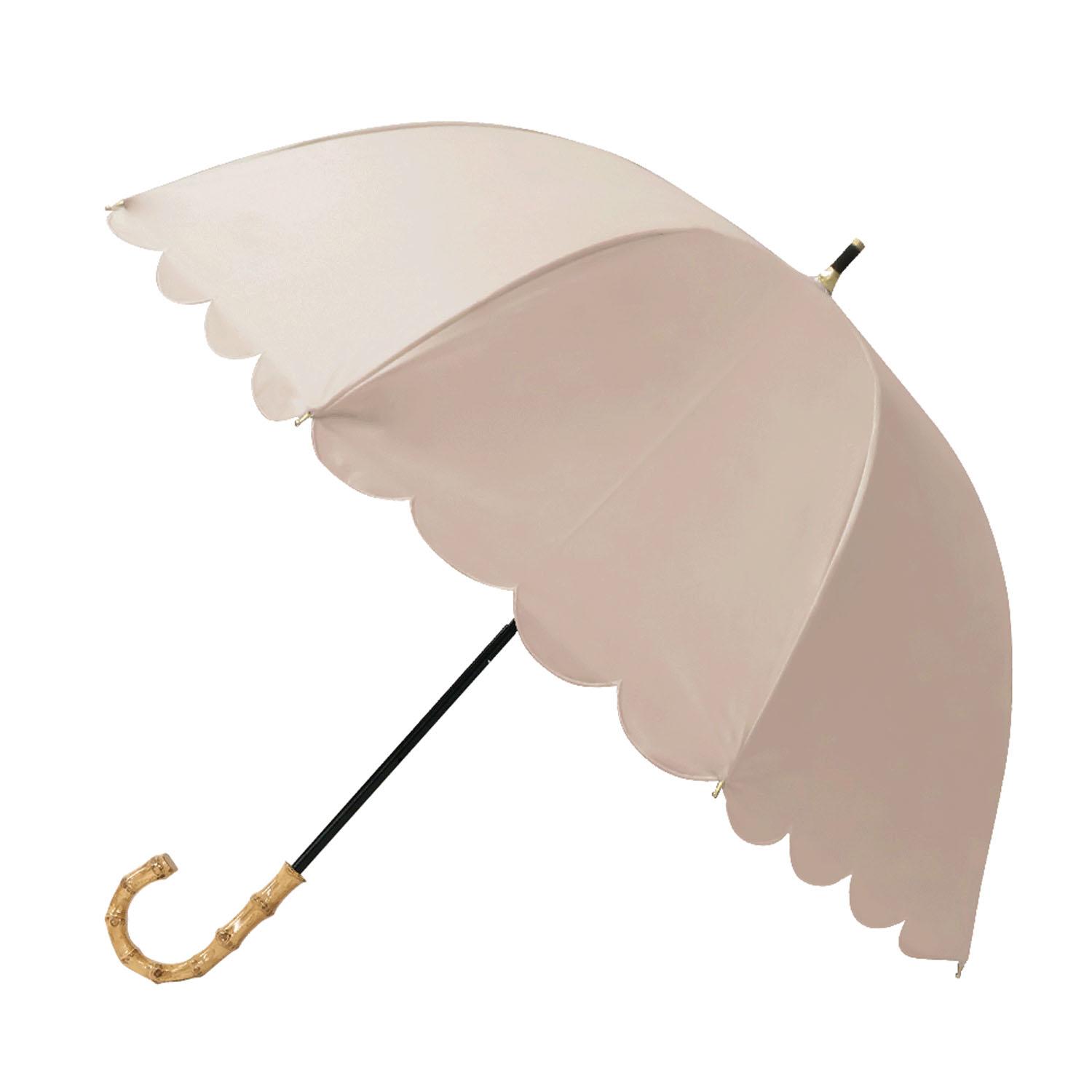 pink trick PT Full UV Protection Deep-Canopy Long Umbrella/Scallop Ice Gray 210524