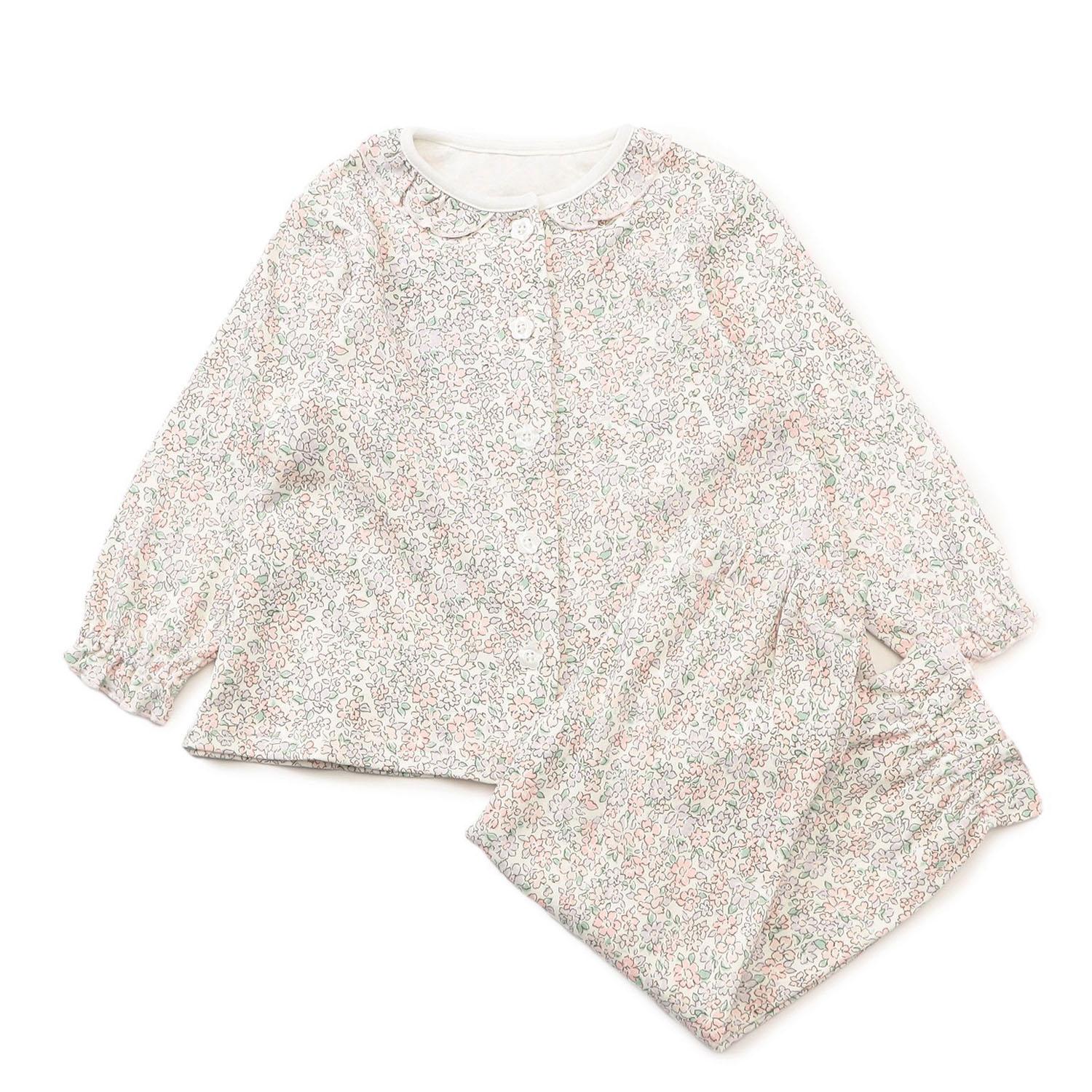 Small Floral Print Front-Opening Pajamas Pink 120cm