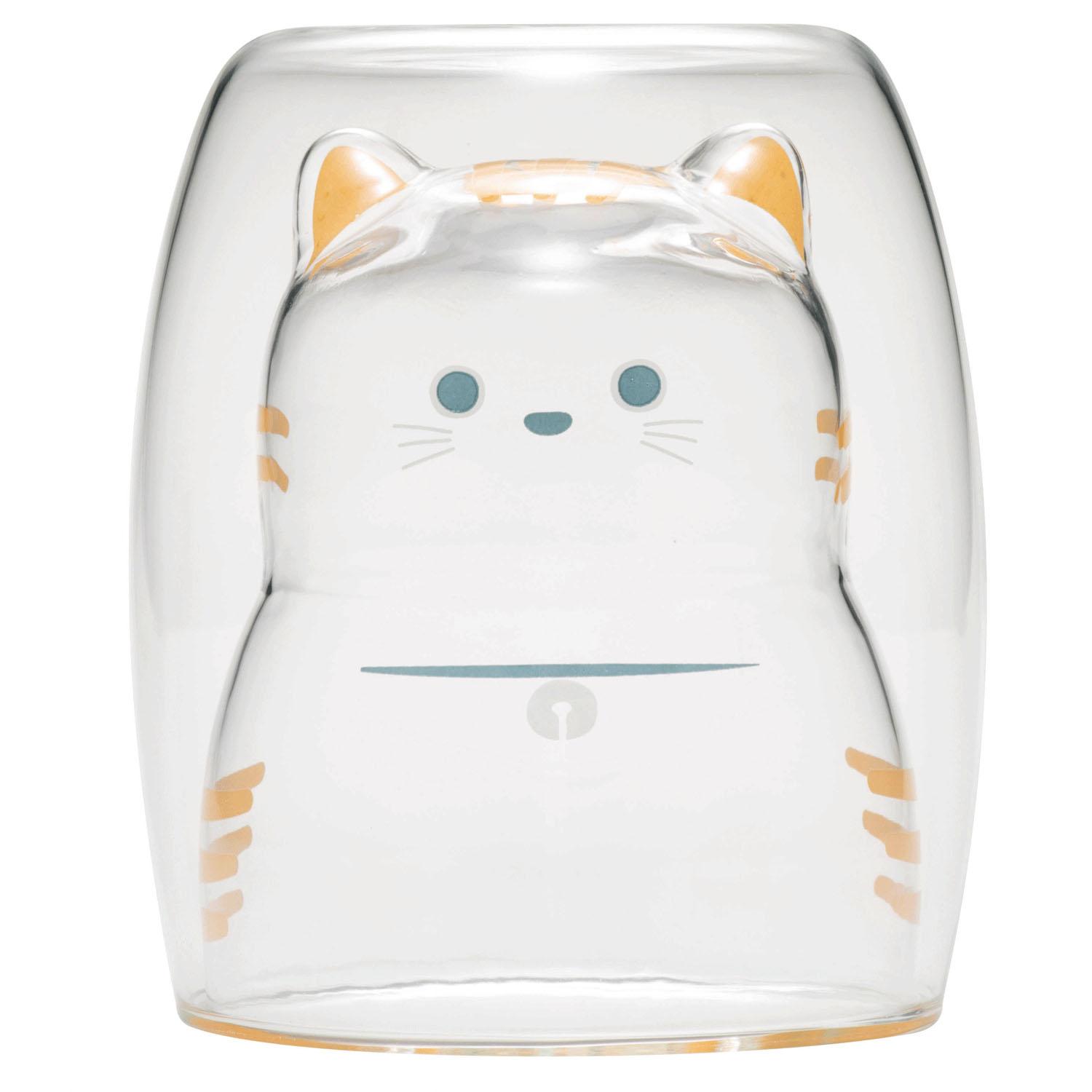 CB JAPAN Heat-Resistant Glass [Tora] 270ml Less Condensation Double-Wall Construction Microwave Safe Dishwasher Safe Heat-Resistant Cat Glass UCA