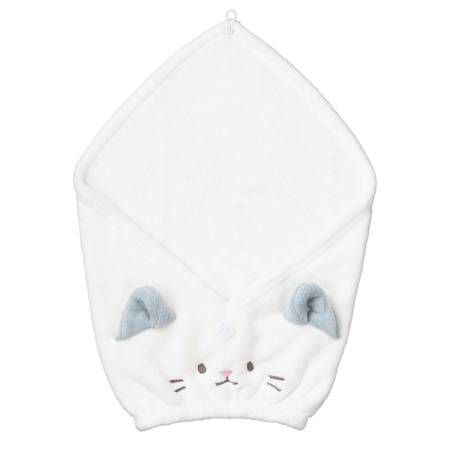 C-B Japan Hair Turban Absorbent Quick-Dry Microfiber 3x More Absorbent Than Cotton [Head Circumference 44-75cm] Cat, Face Wash, Pool, Bath Marshmallow Soft Touch Absorbent Animal Hair Turban Zooiefam