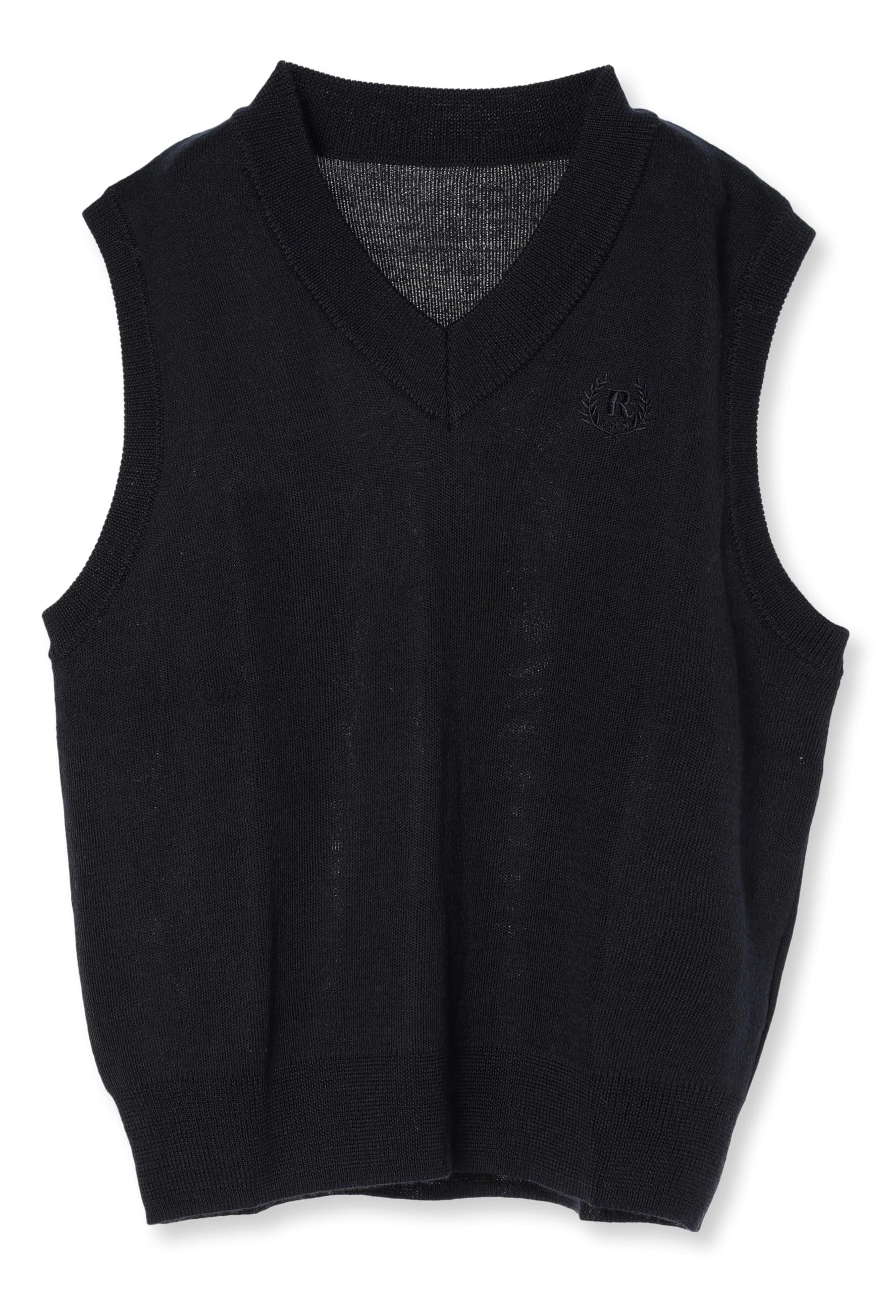 [Repipi Armario] School Vest Knit Vest V-Neck Single Embroidered Point 141906 Girls Navy 160