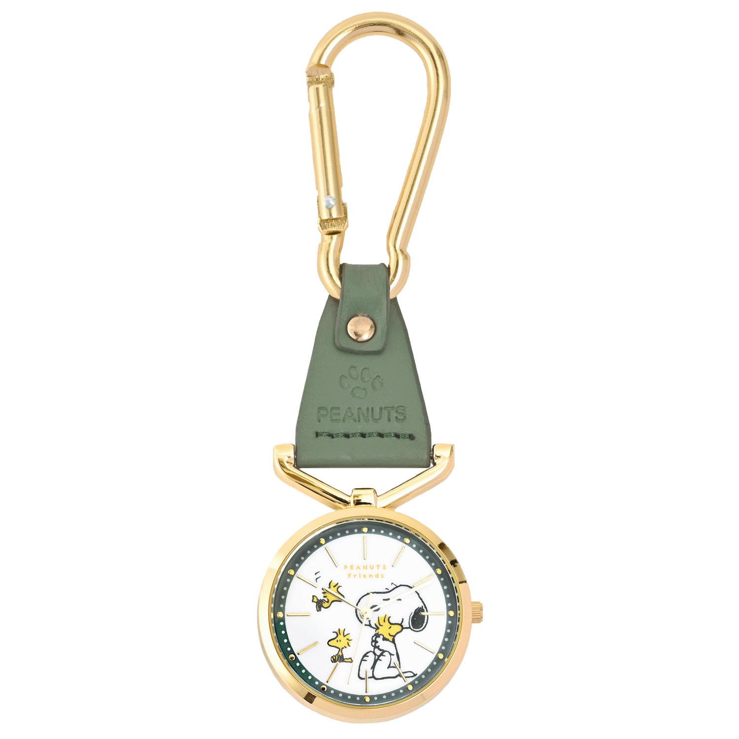 PEANUTS Carabiner leather watch 04 green
