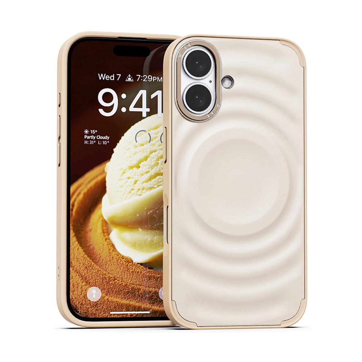 miak Miak SCOOP MagSafe-Compatible Case with 3D Ice Cream Motif Design for iPhone 16 Vanilla Latte MA27624i16