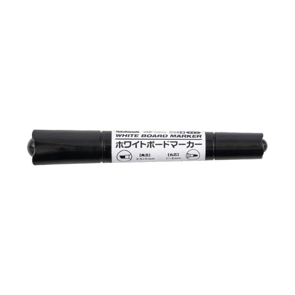 Whiteboard Marker Twin Black ● Quantity: 1 piece ● Dimensions: Width 147.5 × Depth 24 × Height 24 mm ●Weight: 25g ●Line width: Fine round tip 1.0–2.0mm / Bold square tip 2.5–6.0mm ●Length: 147.5mm ●Disposable ●Refillable ●Material: Barrel/Cap/Holder = Recycled PP, Tip = Polyester