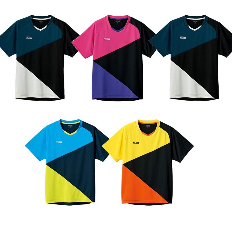 VICTAS Unisex Junior Table Tennis Shirt Color Block Game Shirt (COLOR BLOCK GS) Yellow/Black 130 612103