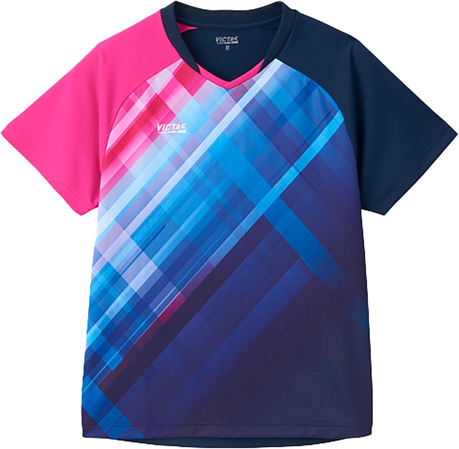 [VICTUS] Table Tennis Uniform J.T.T.A. (Japan Table Tennis Association) Official Sweat-Wicking Quick-Dry Unisex Gradient Check Game Shirt Navy XL 612501