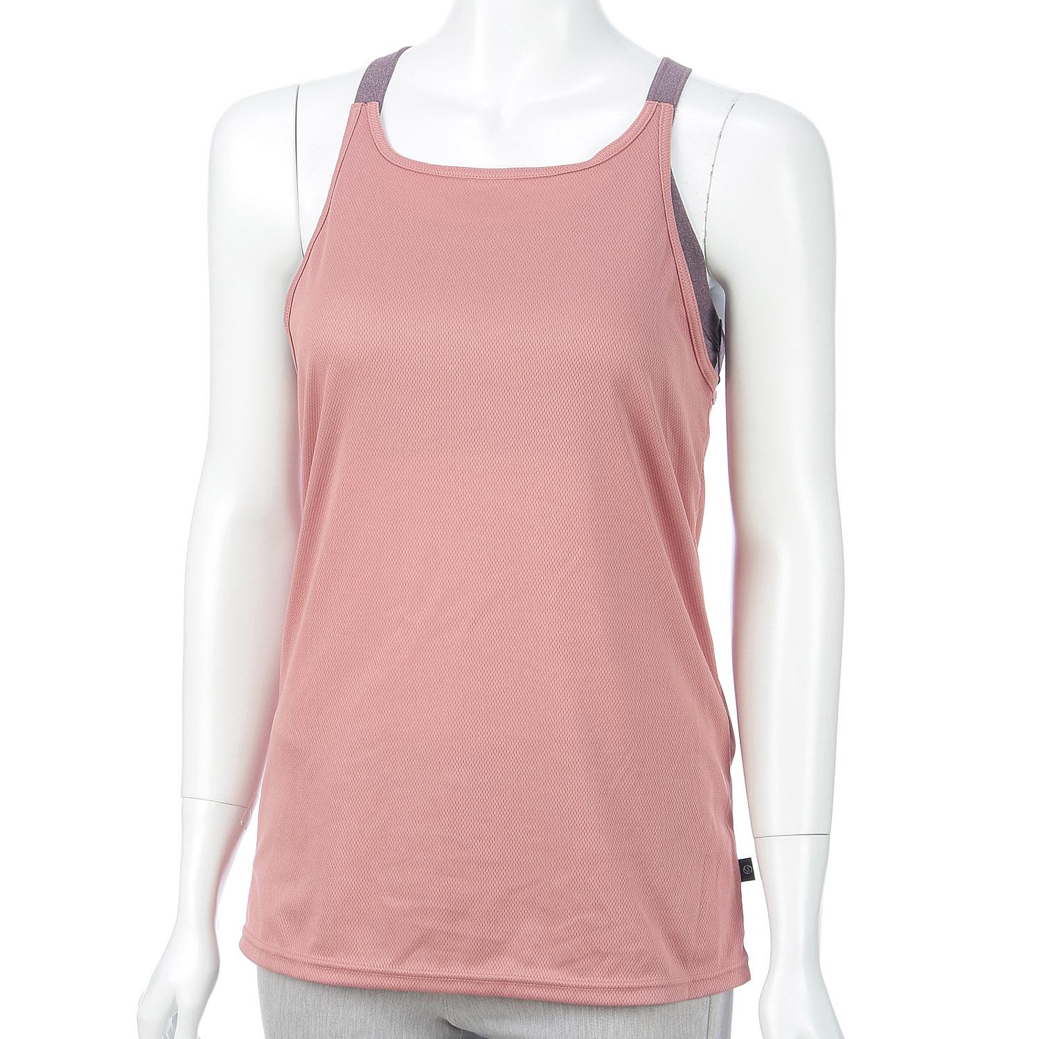 [Atugi] Tank Top [Clear Beauty Active] Yoga Layered Camisole with Built-in Cup Layered Style 47017CS Women's Grayish Pink × Smoke Purple M