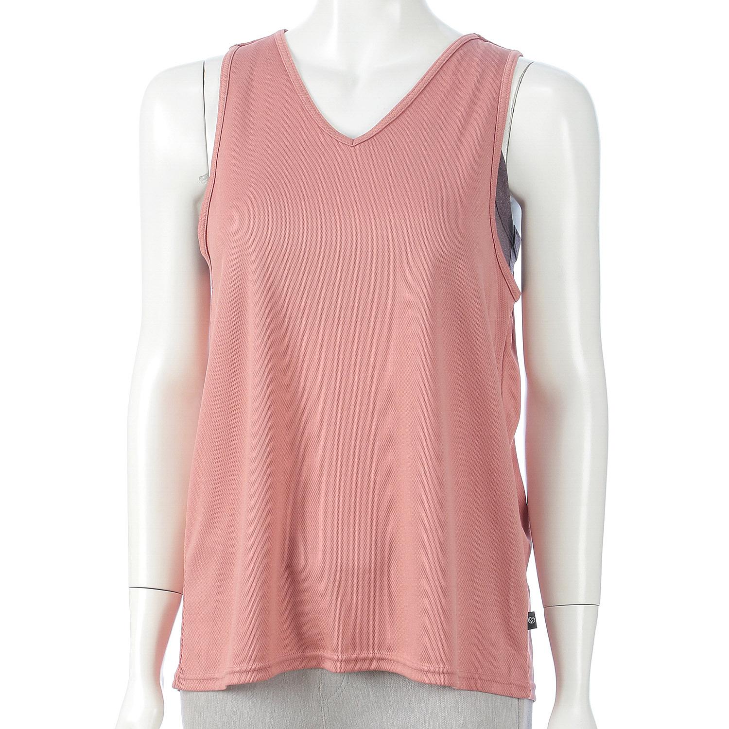 [Atugi] Tank Top [Clear Beauty Active] Yoga Layered Tank Top with Built-in Cup Layered Style 47043RS Women's Grayish Pink LL