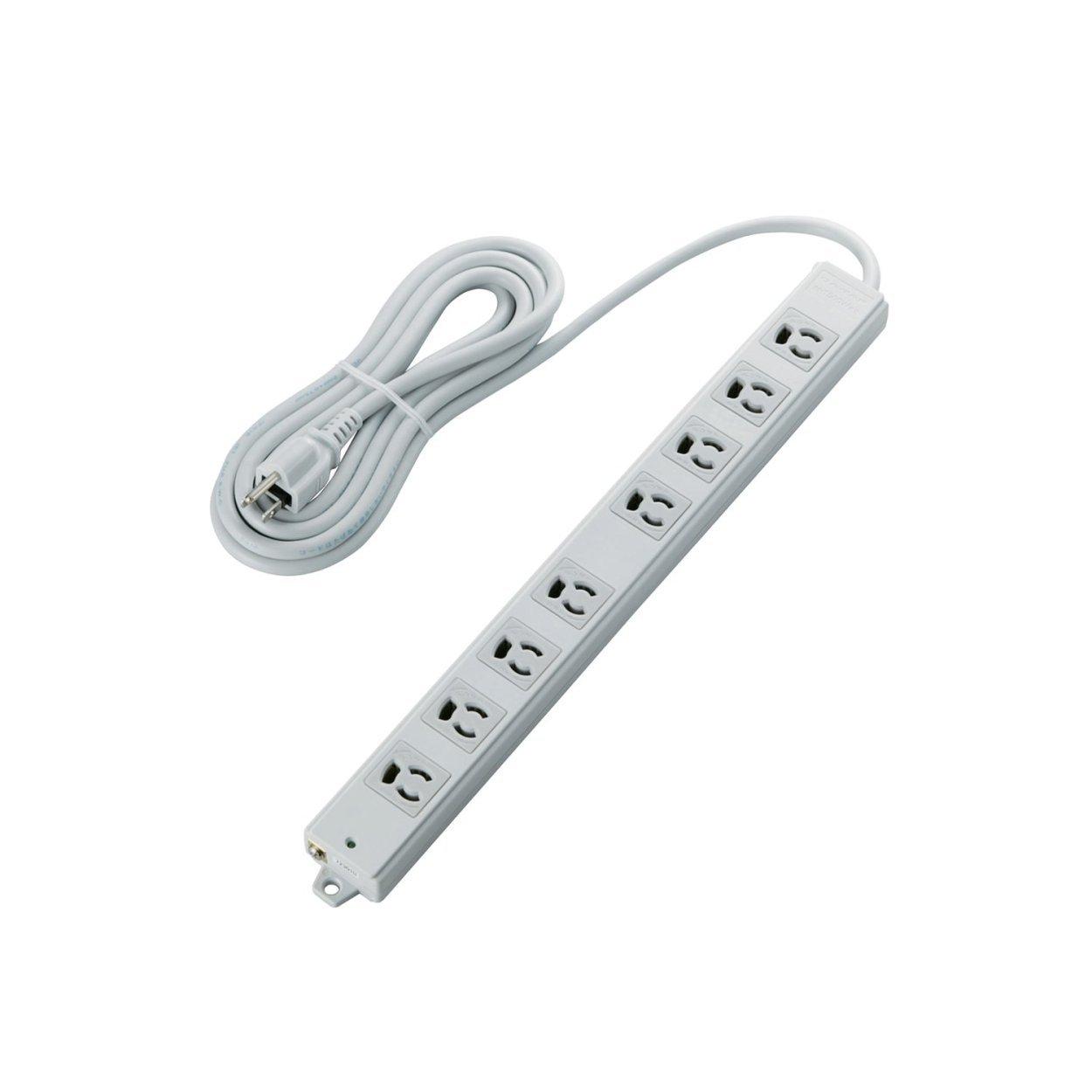 ELECOM Power Strip with Surge Protector, Locking Outlets, 8 Outlets, 3P Plug, Magnetic, 3m, Gray T-WRMK3830LG/RS