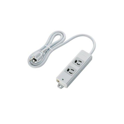 ELECOM Power Strip with Anti-Disconnect Plugs, 2 Outlets, 3P Plug, Magnetic, 1m, Gray T-WRM3210LG/RS