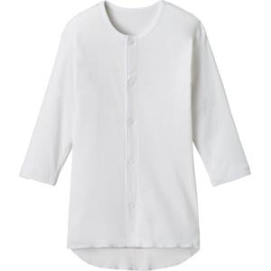 Plus Heart One-Touch Underwear Front-Opening Men's 1-Piece 7/8 Sleeve L White 100% Cotton 74796