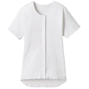 Plus Heart One-Touch Underwear Front-Opening Women's 1-Piece Short Sleeve M White 100% Cotton 74799