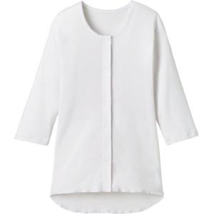 Plus Heart One-Touch Underwear Front-Opening Women's 1-Piece 7/8 Sleeve M White 100% Cotton 74803