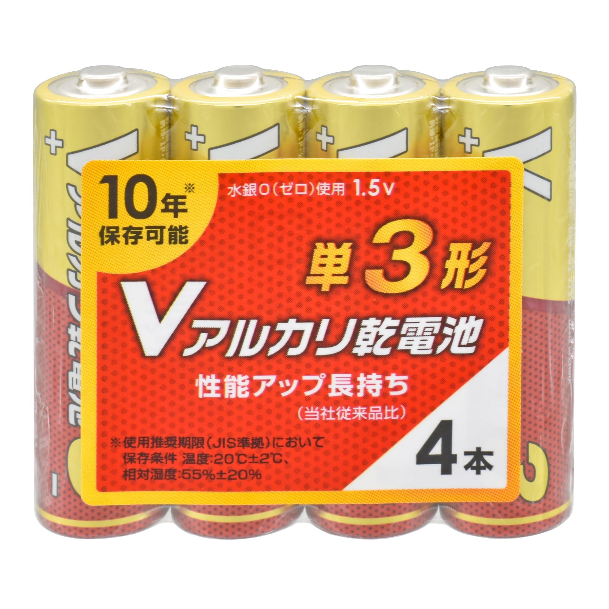 OHM V Alkaline Dry Cell Batteries 10-Year Shelf Life AA Size 4-Pack LR6VS4P 08-4124 OHM Electric