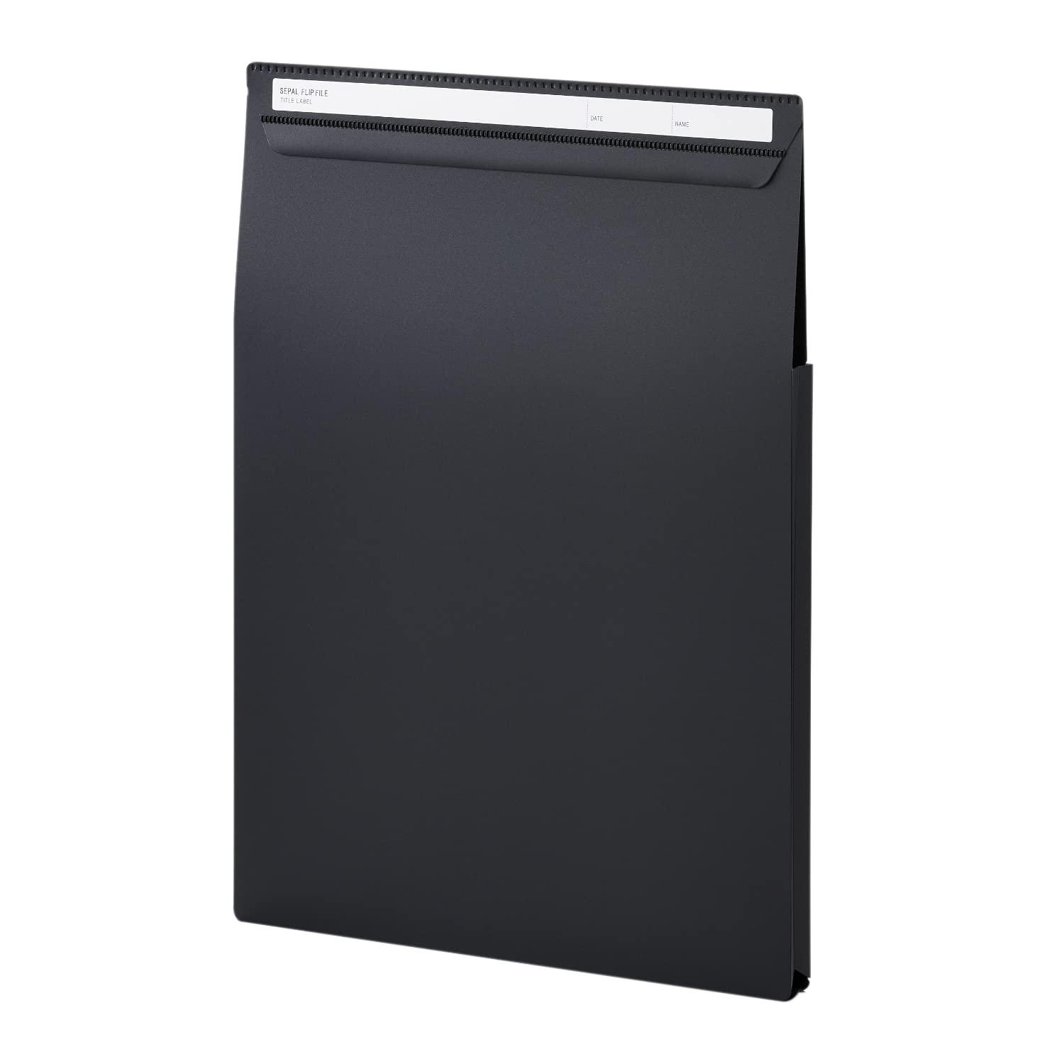Sekisei Sepal Flip File A4 Vertical File with Lid Black SEL-2811-60
