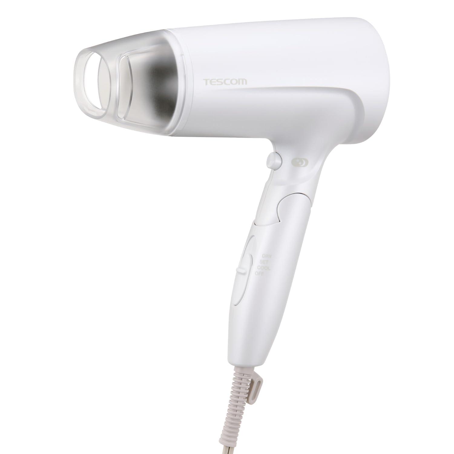 TESCOM Negative Ion Hair Dryer with Noise Reduction and High Airflow, White TD460B-W
