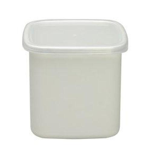 Nodahoro Enamel Storage Container, Heat-Resistant, Square L Size with Sealable Lid, See-Through, White Series, Made in Japan WS-L