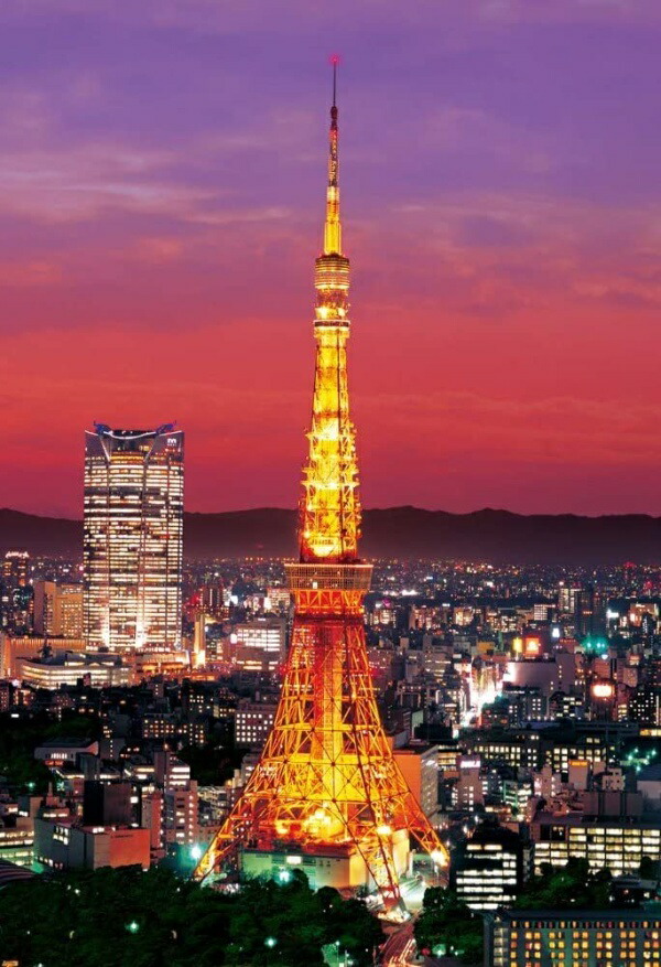 EPOCH 300-Piece Jigsaw Puzzle: Japanese Scenery - Tokyo Tower Illuminated (26×38cm) 26-129s Includes Glue, Spatula, and Point Voucher