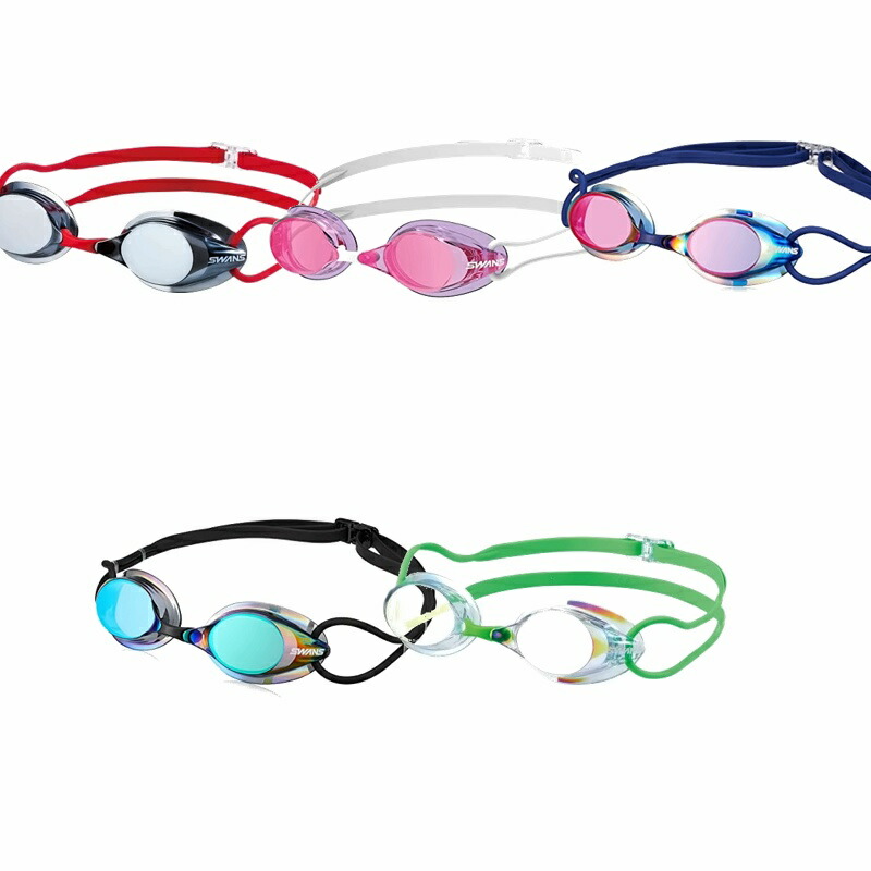 SWANS Japanese-made Swimming Goggles SR-7M CY Clear × Flash Yellow Mirror Racing Non-Cushion 12 years old and up