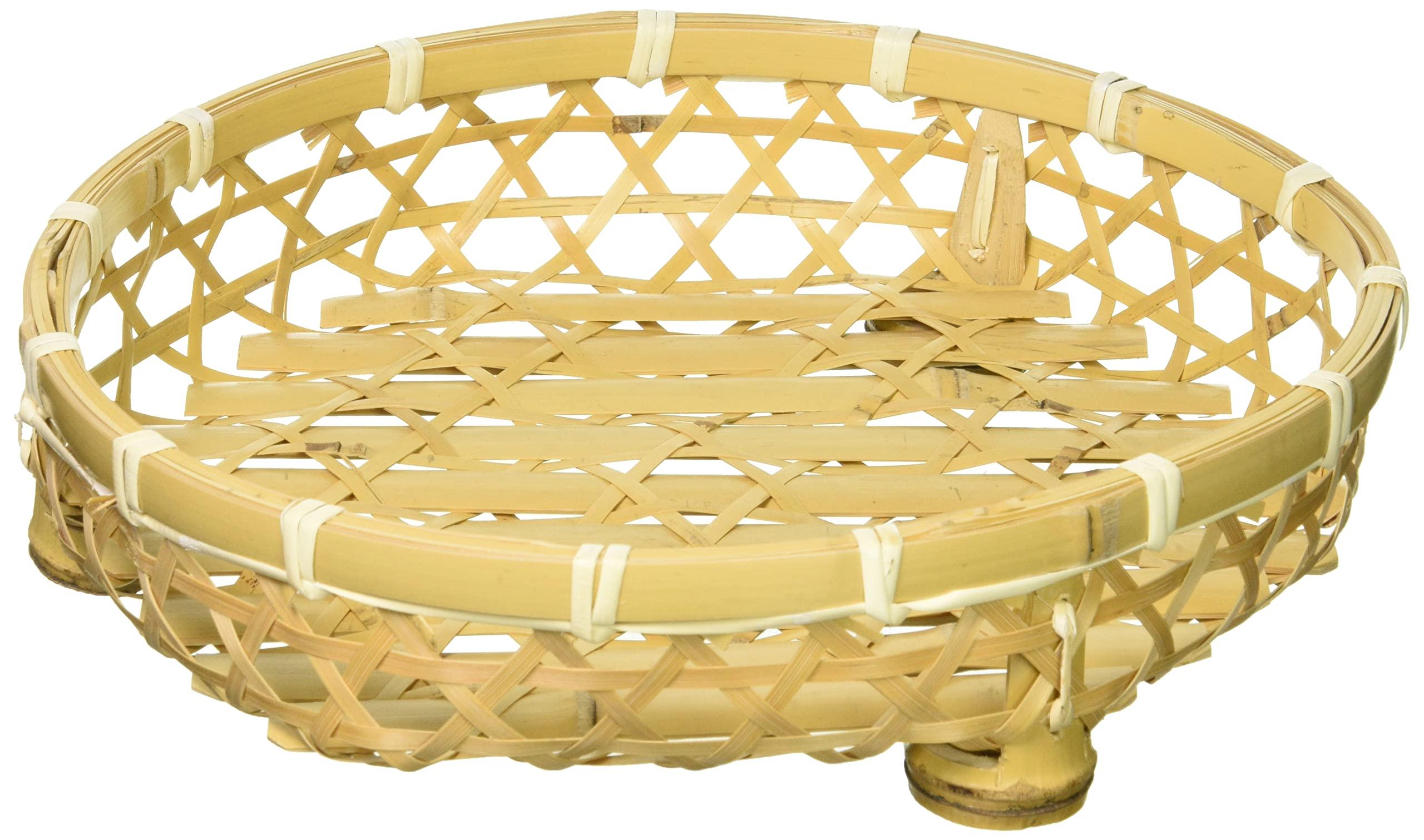 Yamaco Yumi Commercial Use Bleached Bamboo Appetizer Basket with Stand 9 Sun yamaco23337
