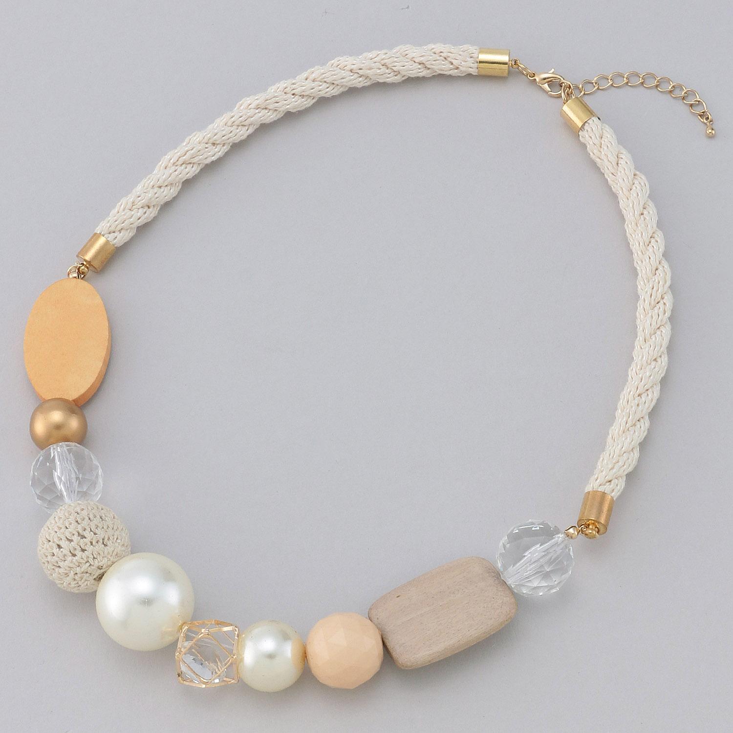 Wooden Rope Necklace - Beige