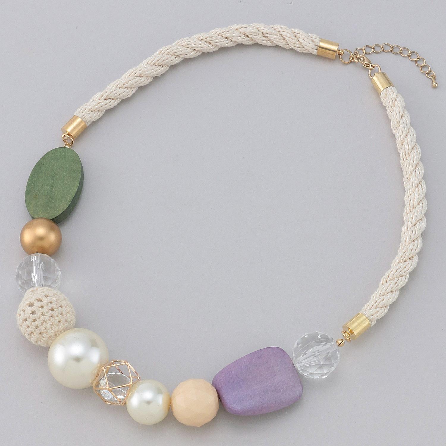 Wooden Rope Necklace - Purple