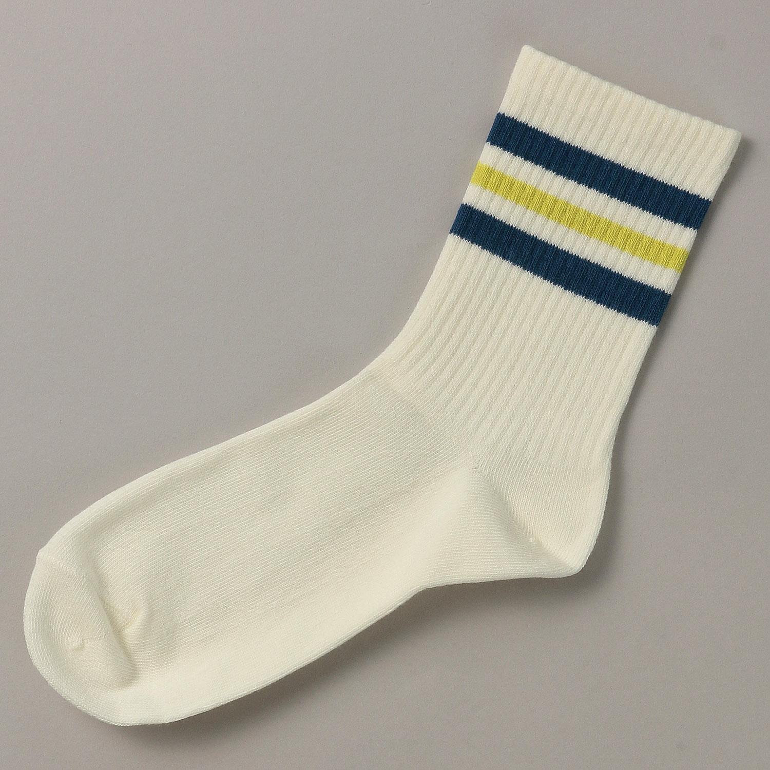 Made in Japan Top 2-Color Line Crew Length Socks