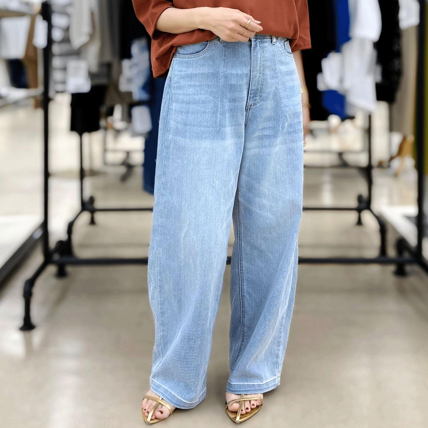 JEUNE ET JOYEUX TC Stretch Denim Curvy Pants Sax L