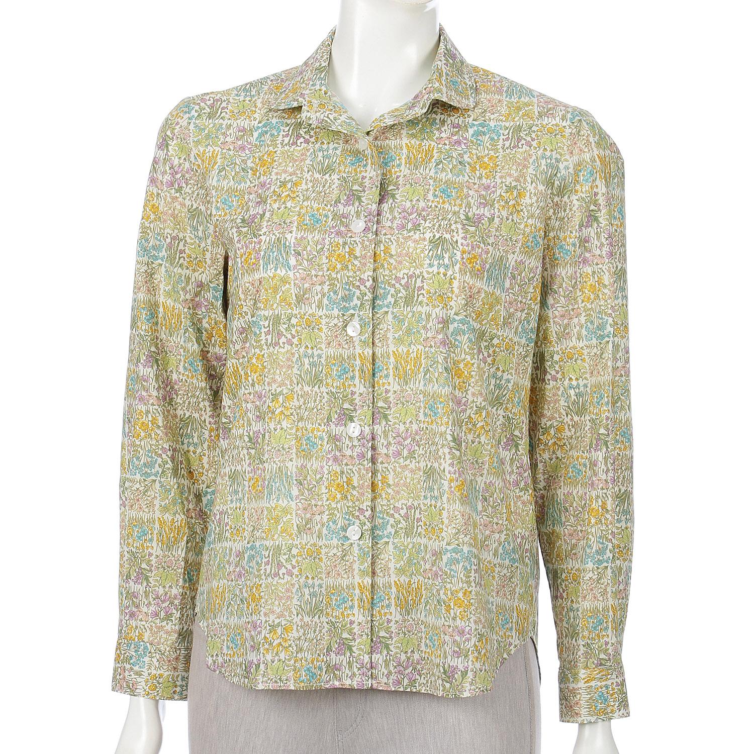 Small Floral Print Shirt, Yellow, LL (2L)
