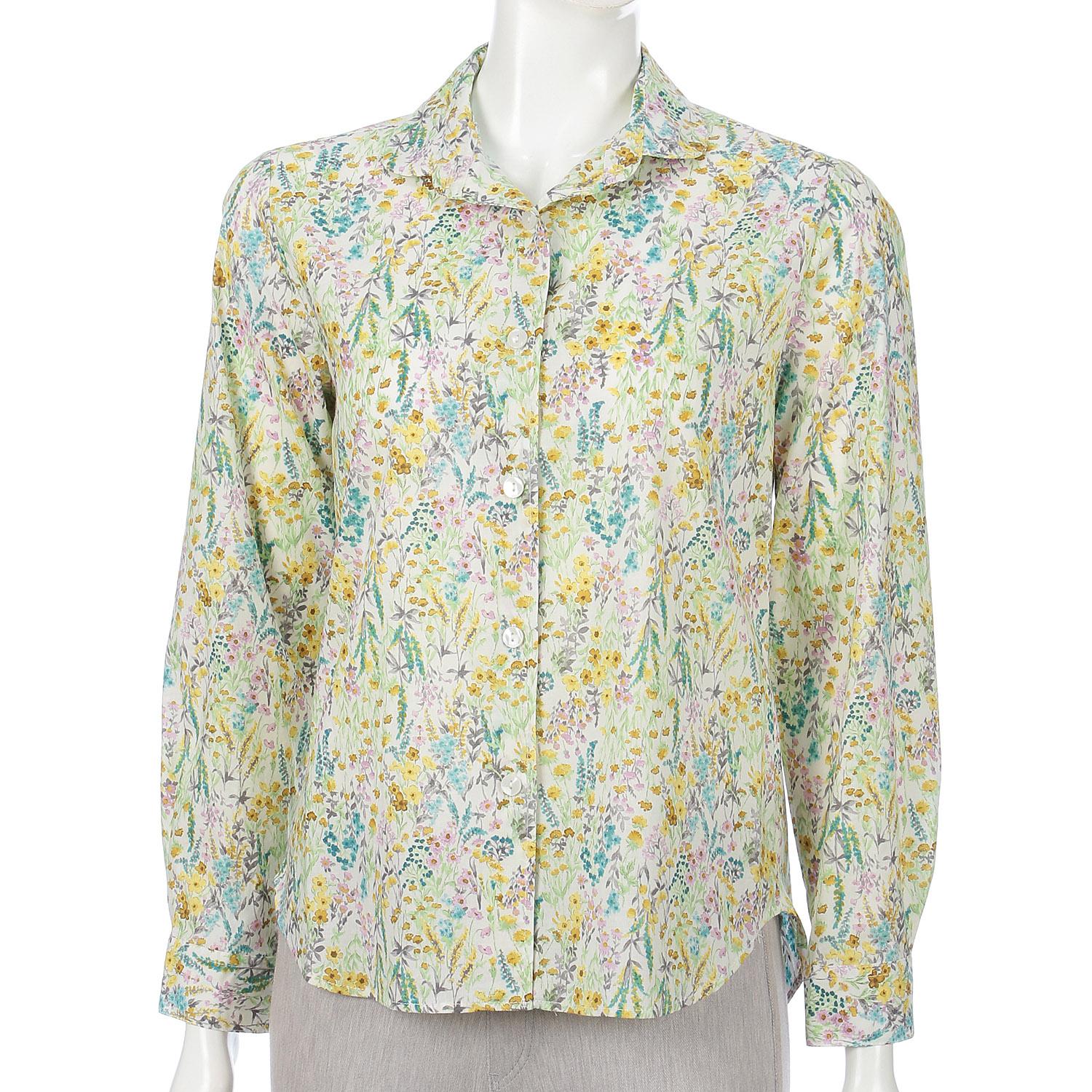 Small Floral Print Shirt, Yellow, LL (2L)
