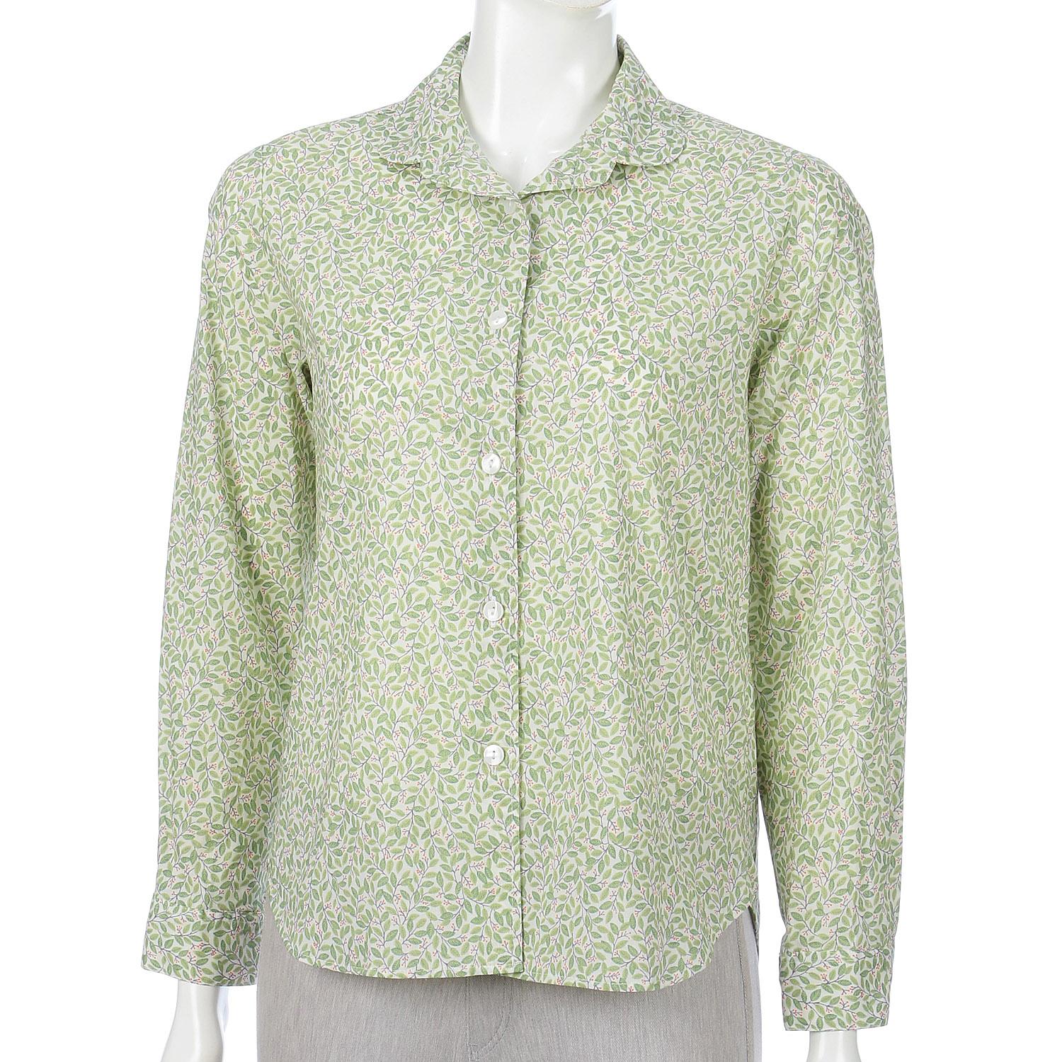 Small Floral Print Shirt, Green, M