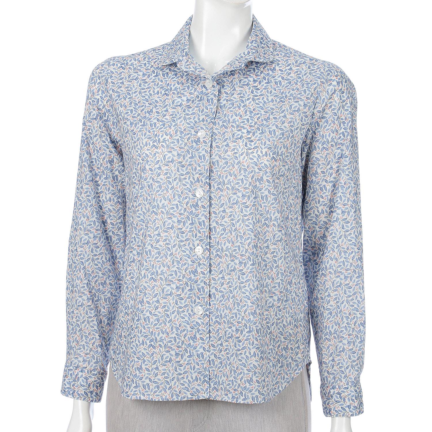 Small Floral Print Shirt, Marine Blue, M