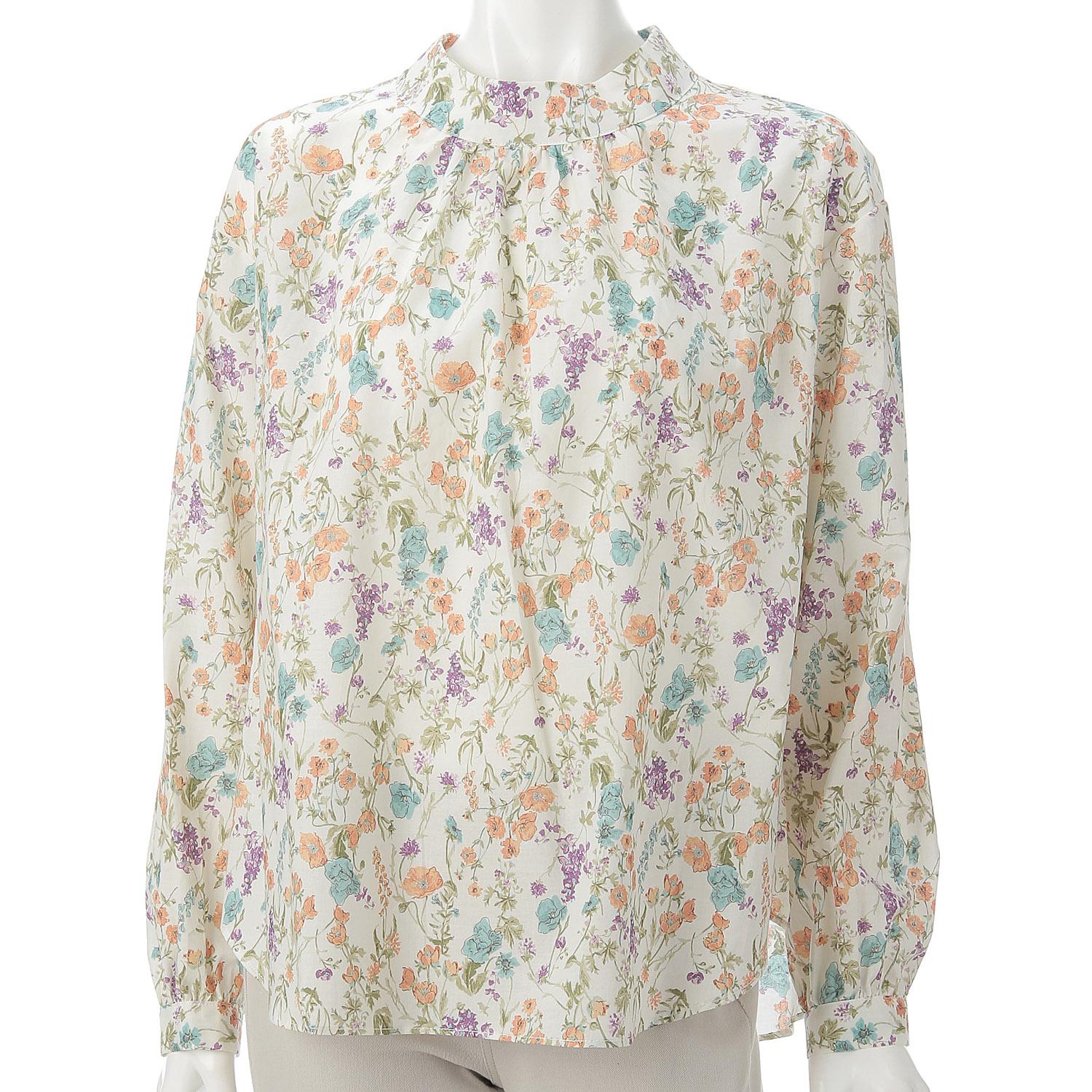 Floral Print Hooded Sweatshirt Off-Shoulder F (Free)