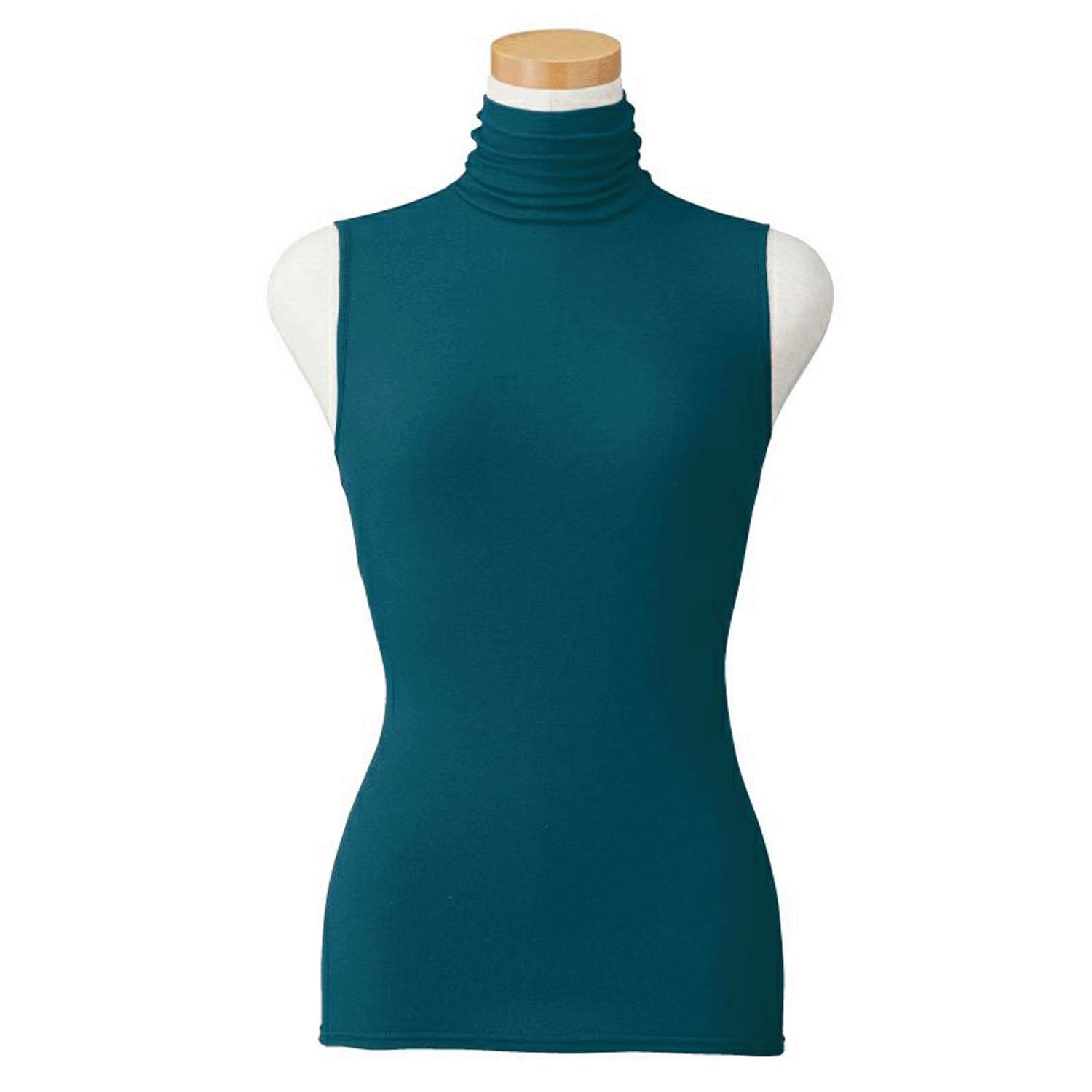 Angel Cotton Chiffon High Neck Sleeveless Top Bottle Green L