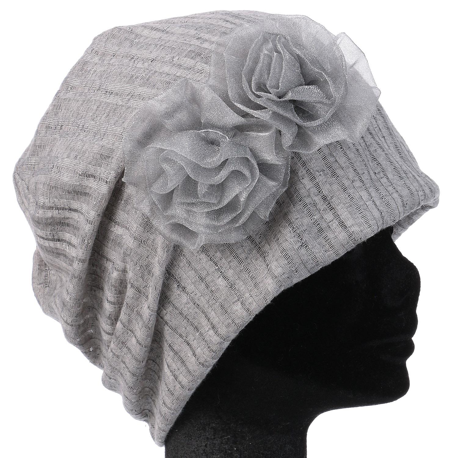 Flower Motif Home Hat - Gray