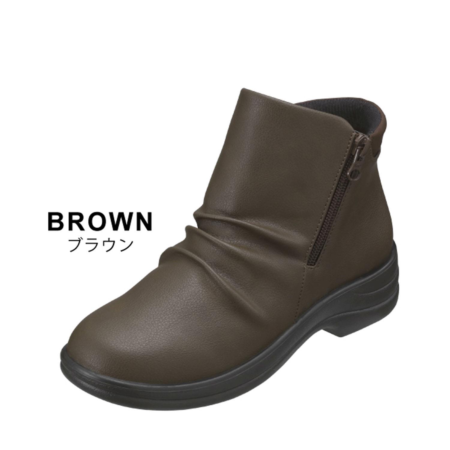 Pansy Shirred Boots PS4691 Brown 22.5cm
