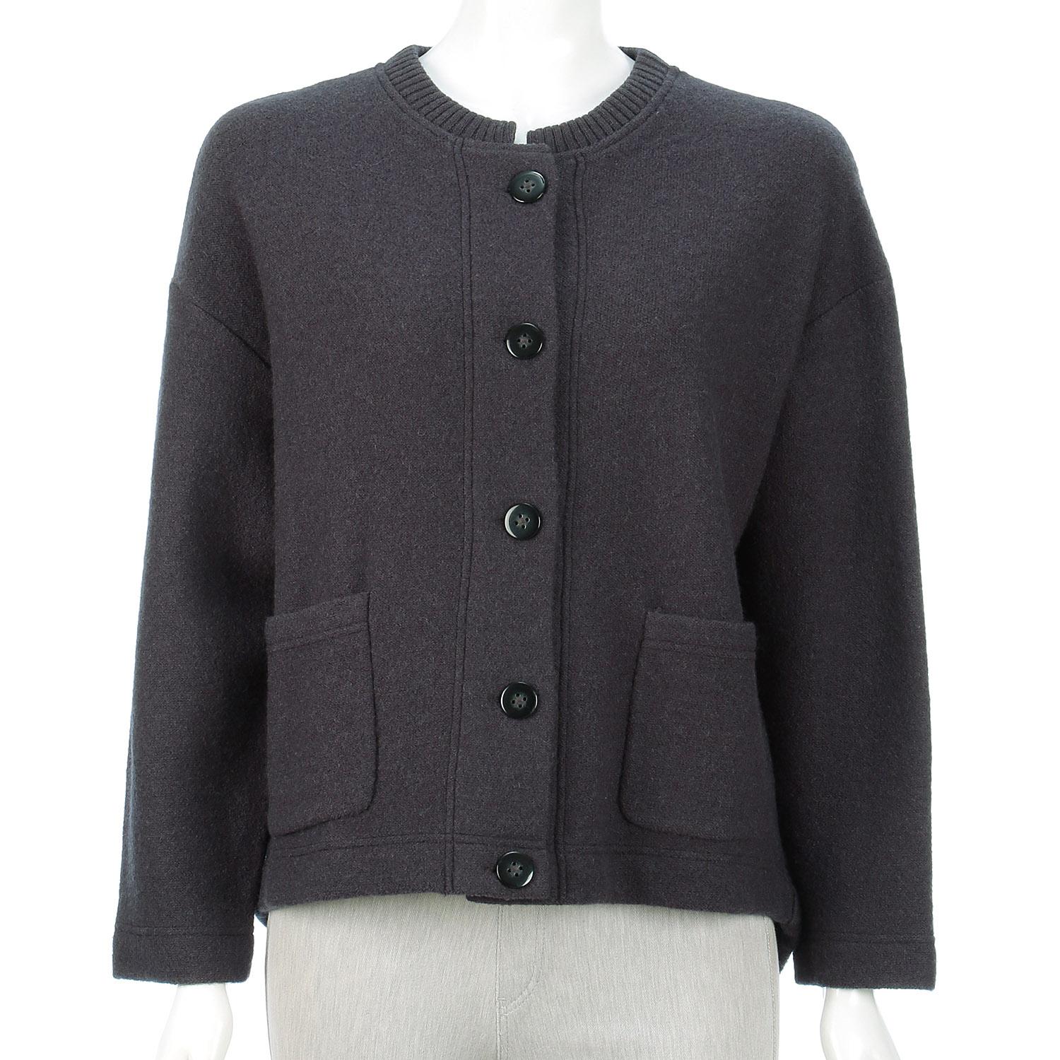 LAPIS ROUGE 100% Wool Compressed Knit Jacket Gray 9G