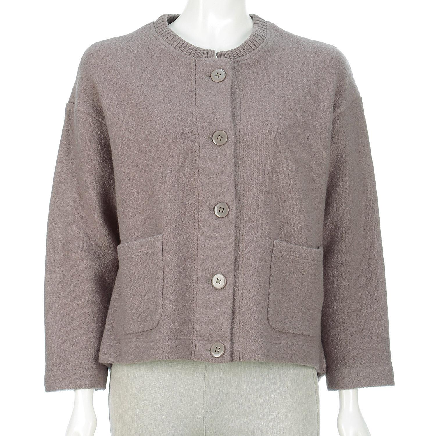 LAPIS ROUGE 100% Wool Compressed Knit Jacket - Mocha - Size 11