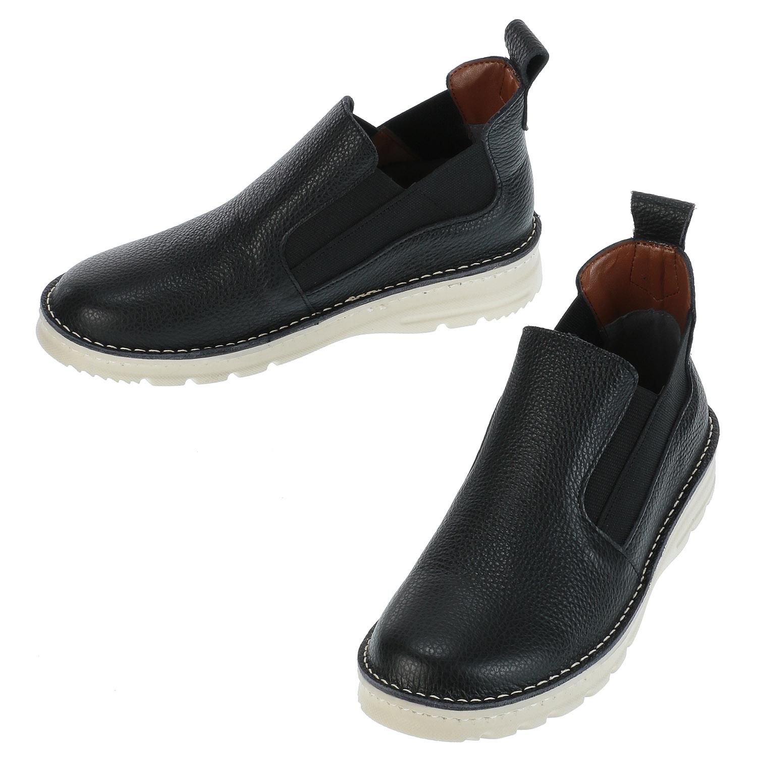 Side-Gore Slip-On Shoes, Black, 23.0 cm