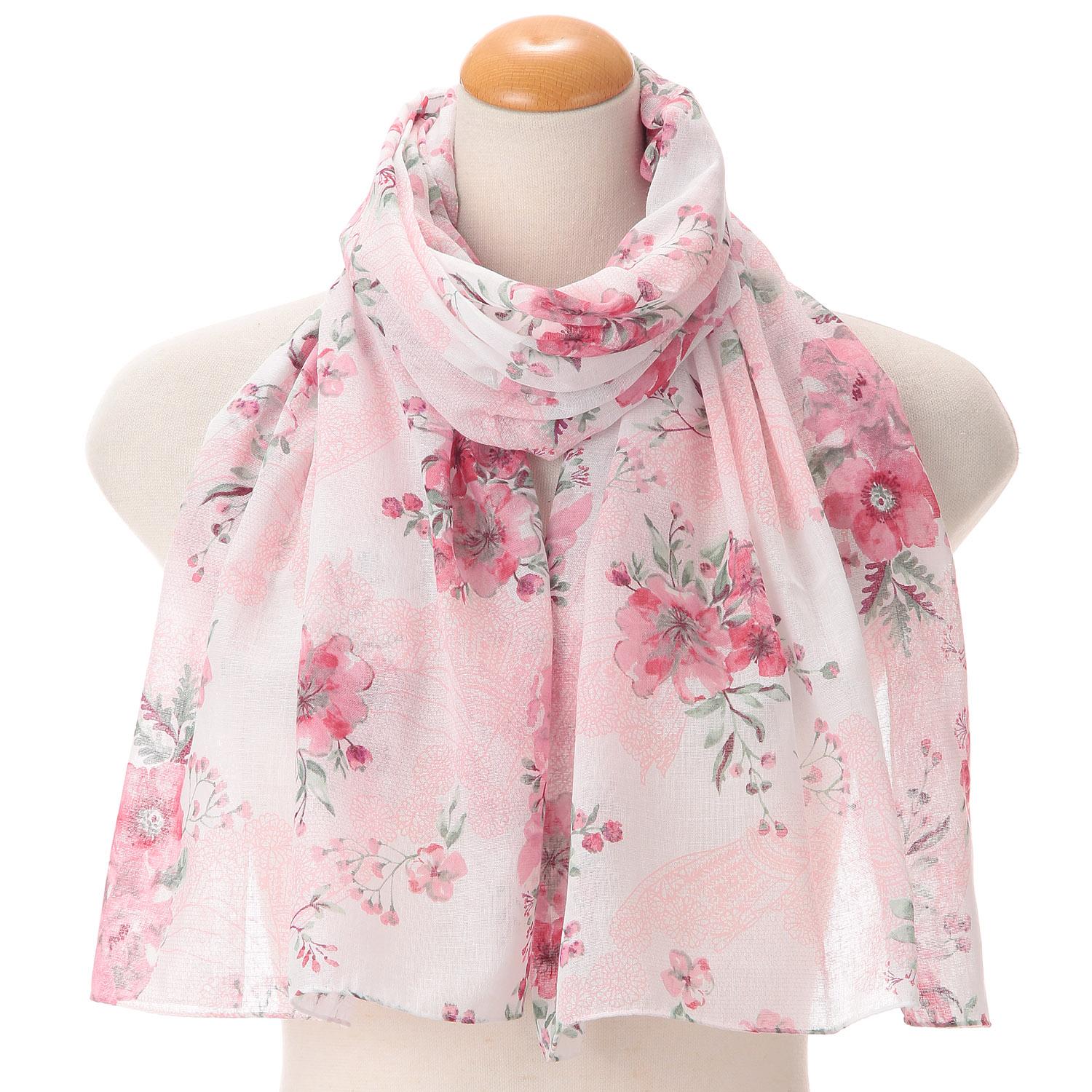 Made in Japan Gauze Handkerchief with Floral Lace - Pink